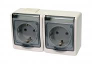 BETA rozete 2 vietīga virsapmetuma ar zemējumu ar caurspīdīgu vāku IP44