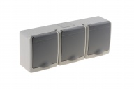 BETA rozete virsapmetuma 3 -vietīga ar sazemējumu, ar vāku pelēka IP44