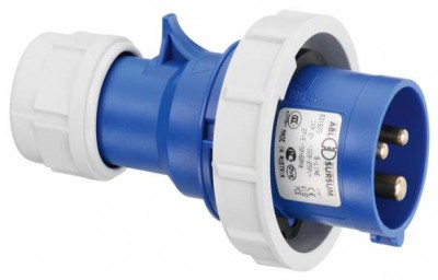 CEE plug, IP67, 32A, 3-pole, 230V, 6h, blue