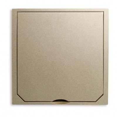 Cover with hinged lid, brushed brass look, 112 x 112 mm