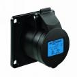 CEE flanged socket, straight, black, IP44, 16A, 5-pole, 400V, 6h, red