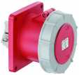 CEE flanged socket, straight, IP67, 125A, 5-pole, 400V, 6h, red