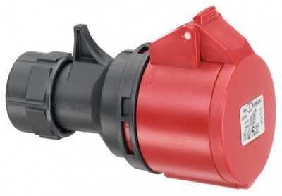 CEE connector, IP44, 32A, 5-pole, 400V, 6h, red