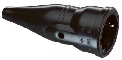 SCHUKO rubber connector, black, 3 x 1.5 mm? wiring space