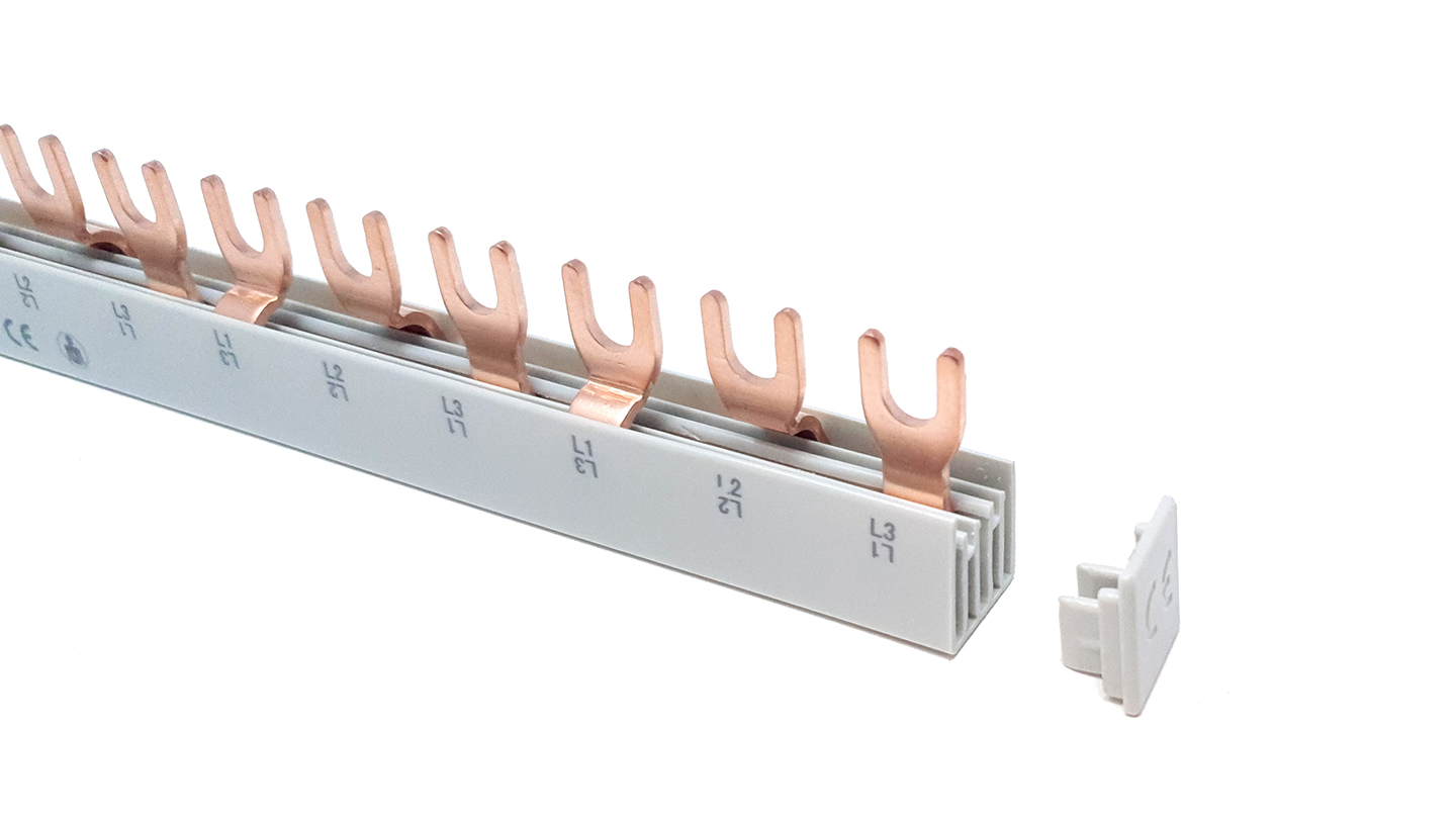 G-3L-210/10 C busbar 10mm2, 3 phases, fork type, 210 mm, 12 modules