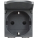 Bticino Living Light anthracite Socket 2P+E and protected contacts and lid with screw terminals