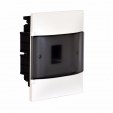 Practibox S flush-mounting cabinet for masonry - earth + neutral terminal blocks - smoked door - 1 row - 4 modules/row