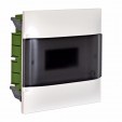 Practibox S flush-mounting cabinet for masonry - earth + neutral terminal blocks - smoked door - 1 row - 12 modules/row