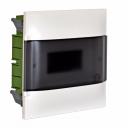 Practibox S flush-mounting cabinet for masonry - earth + neutral terminal blocks - smoked door - 1 row - 12 modules/row