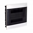 Practibox S flush-mounting cabinet for masonry - earth + neutral terminal blocks - smoked door - 2 rows - 12 modules/row