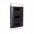 Practibox S flush-mounting cabinet for masonry - earth + neutral terminal blocks - smoked door - 3 rows - 12 modules/row