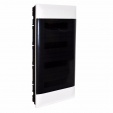 Practibox S flush-mounting cabinet for masonry - earth + neutral terminal blocks - smoked door - 4 rows - 12 modules/row