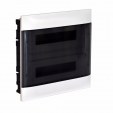 Practibox S flush-mounting cabinet for masonry - earth + neutral terminal blocks - smoked door - 2 rows - 18 modules/row
