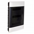 Practibox S flush-mounting cabinet for masonry - earth + neutral terminal blocks - smoked door - 3 rows - 18 modules/row