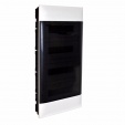 Practibox S flush-mounting cabinet for masonry - earth + neutral terminal blocks - smoked door - 4 rows - 18 modules/row