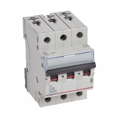 MCB TX? 6000 - 3P - 400 V~ - 50 A - C curve - prong/fork type supply busbars