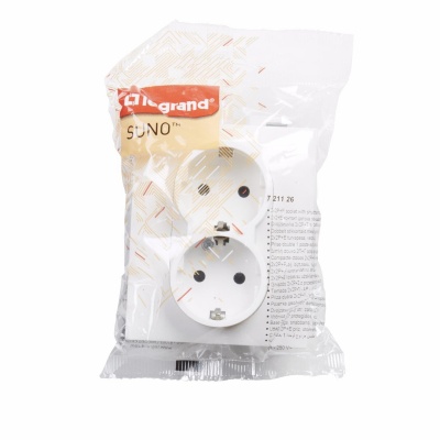 2X2P+E SOCKET SCHUKO STANDARD AUTO TERMINALS SHUTTERED WHITE