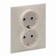 2X2P+E SOCKET SCHUKO STANDARD AUTO TERMINALS SHUTTERED IVORY