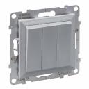 3-GANG ONE-WAY SWITCH 10AX SCREW TERMINALS ALUMINIUM