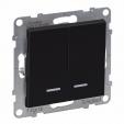 2-GANG ONE-WAY SWITCH ILLUMINATED 10AX AUTOMATIC TERMINALS BLACK