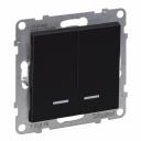 2-GANG ONE-WAY SWITCH ILLUMINATED 10AX AUTOMATIC TERMINALS BLACK