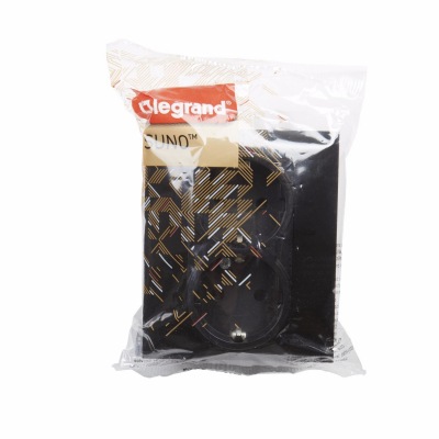 2X2P+E SOCKET SCHUKO STANDARD AUTO TERMINALS SHUTTERED BLACK