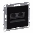 Double RJ45 socket category 6A UTP black