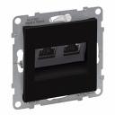 Double RJ45 socket category 6 STP black