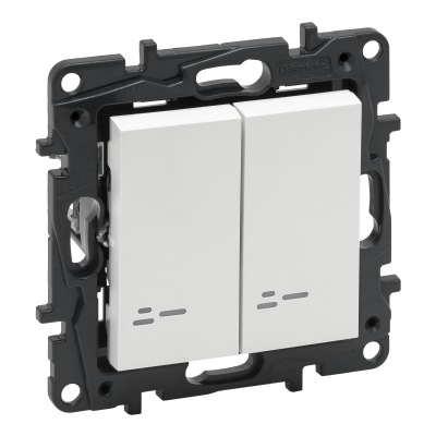 Niloe Step balts Pārslēdzis 1+1 ar indikāciju