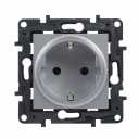 Niloe Step серый Розетка 2P+E с детской защитой
