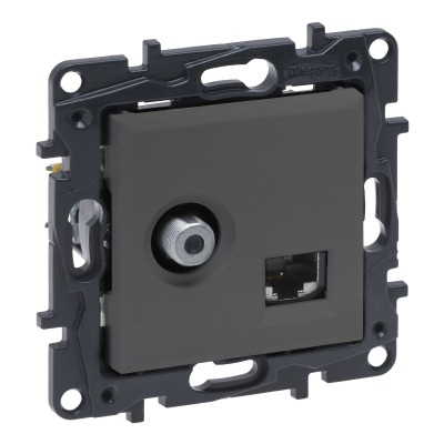 TV F-type star + RJ45 socket Niloe Step category 6 UTP medium grey