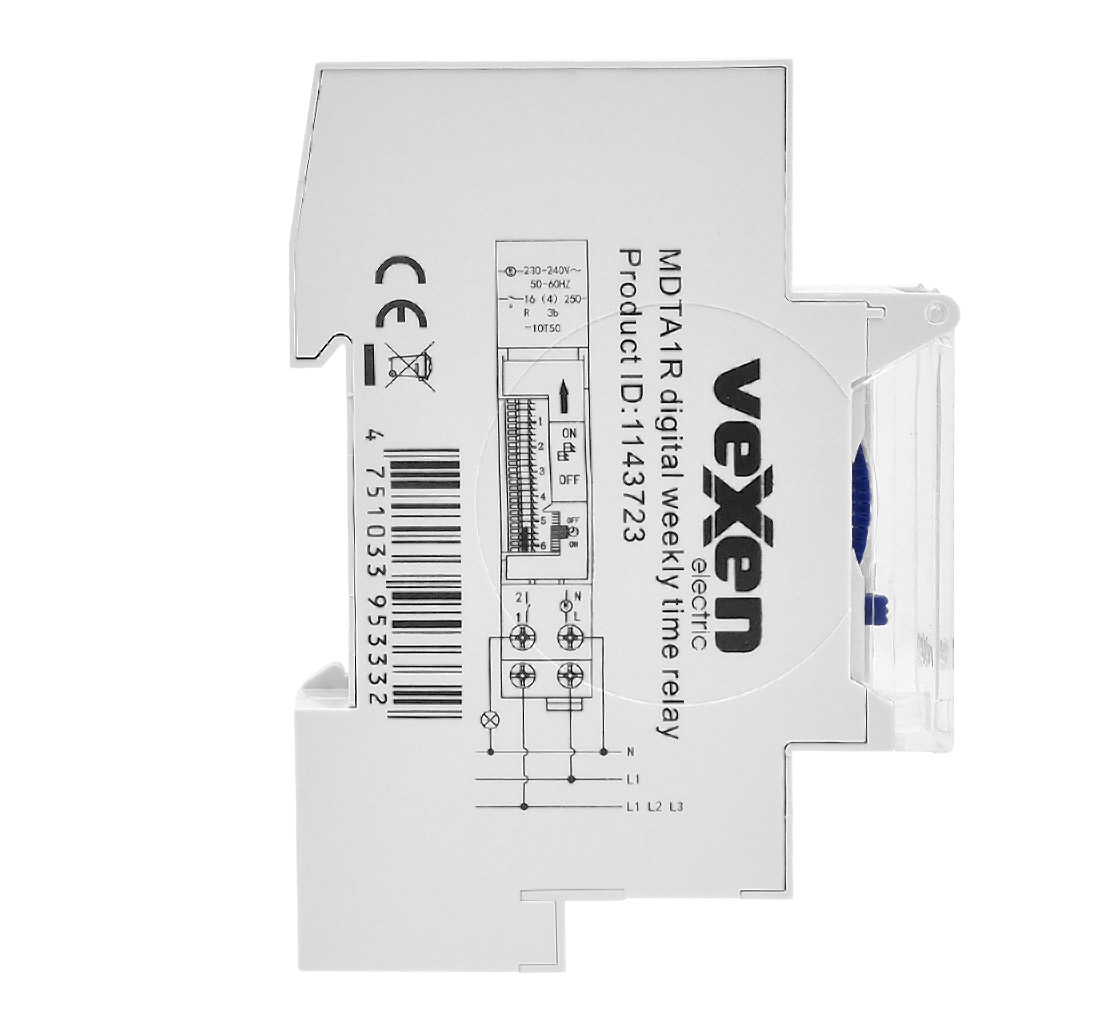 MDTA1R Elektromehaniskais laika relejs ar akkumulatoru 1NO, 16A, AC230V