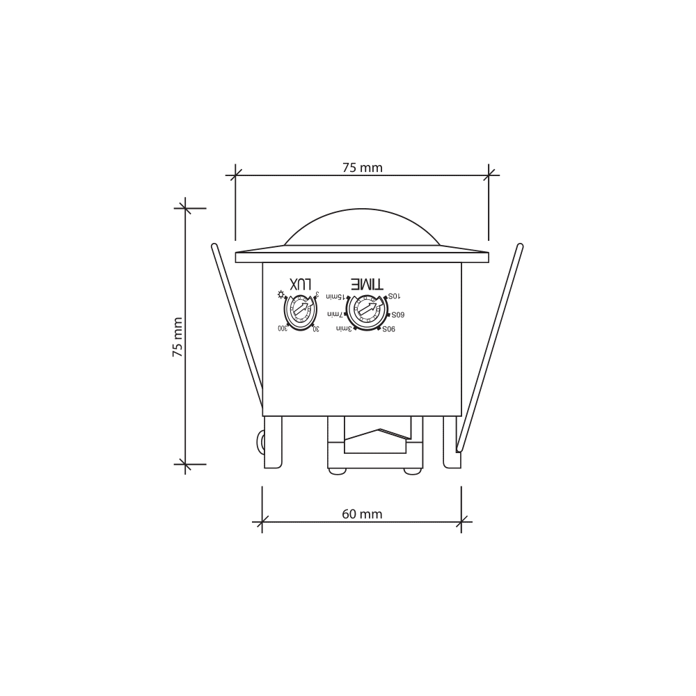ALIO PRO MF-360-12HW kustības sensors, zemapmetuma, 360 grādi, 12m diametrs, IP20, 1200W