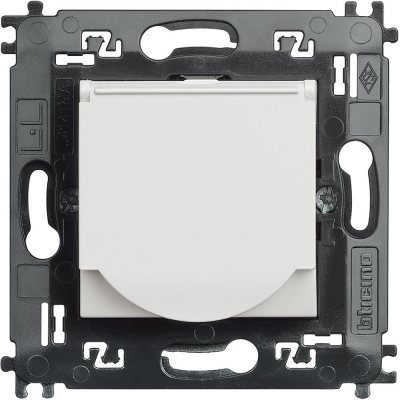 Bticino Living Light белый Розетка с заземлением и защитой от детей моноблок с крышкой