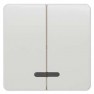 DELTA profil, titanium white Rocker switch with window for pushbutton 2-fold for pushbutton 2-fold Mid-position 65x 65 mm
