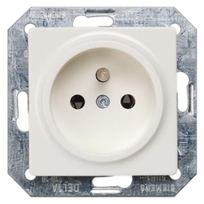 DELTA i-system titanium white socket outlet 16 A 250 V with grounding pin 2-pole according to CEE7 cover plate 55 x 55 mm