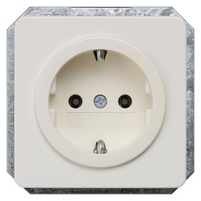 DELTA profil, titanium white SCHUKO socket outlet 10/16 A 250 V With screwless Connection terminals Cover plate 65x 65 mm