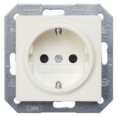 DELTA i-system titanium white SCHUKO socket outlet 10/16 A 250 V With screwless Connection terminals with increased touch protection cover plate 55 x 55 mm