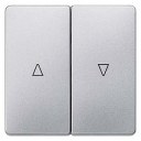 DELTA i-system aluminum-metallic Rocker switch with shutter symbols for shutter pushbutton, 55x 55 mm