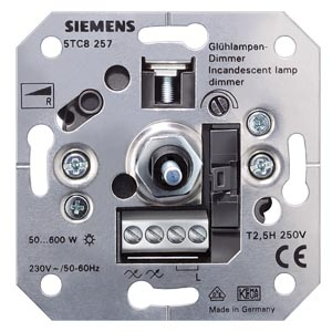 Incandescent lamp dimmer, R with ON/OFF pushbutton/selector switch FM, 230V 50-60Hz, 60-600 W Screw terminals for claw and Screw mounting