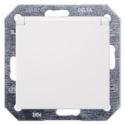 DELTA i-system titanium white SCHUKO socket outlet 10/16 A 250 V With screwless Connection terminals with spring flap 55x 55 mm