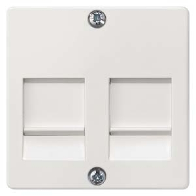 DELTA i-system titanium white Cover plate with shutter for support plates Modular jack connector