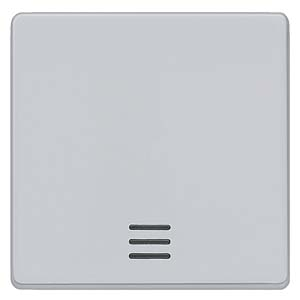 DELTA i-system aluminum-metallic Rocker switch with window, 55x 55 mm for pilot lamp/off/changeover switch for neutral pushbutton and for push-buttons with separate feedback signal