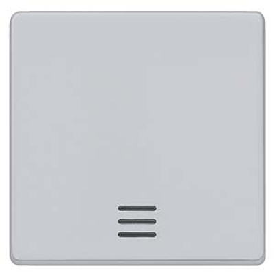 DELTA i-system aluminum-metallic Rocker switch with window, 55x 55 mm for pilot lamp/off/changeover switch for neutral pushbutton and for push-buttons with separate feedback signal