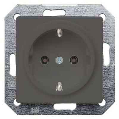DELTA i-system carbon metallic SCHUKO socket outlet 10/16 A 250 V With screwless Connection terminals cover plate 55 x 55 mm