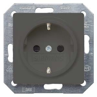 DELTA i-system carbon metallic SCHUKO socket outlet 10/16 A 250 V With screwless Connection terminals with increased touch protection cover plate 55 x 55 mm