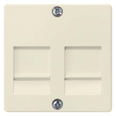 DELTA i-system electrical white Cover plate with shutter for support plates Modular jack connector