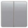 DELTA profil, silver Rocker switch, 65x 65 mm for series/double two-way switch for double pushbutton for pushbutton 2-fold Mid-position