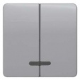 DELTA profil, silver Rocker switch with window for pushbutton 2-fold for pushbutton 2-fold Mid-position 65x 65 mm