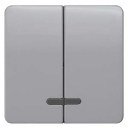 DELTA profil, silver Rocker switch with window for pushbutton 2-fold for pushbutton 2-fold Mid-position 65x 65 mm